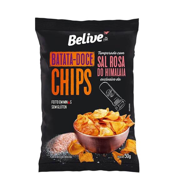 Imagem de Chips de Batata Doce com Sal Rosa do Himalaia Belive 50g