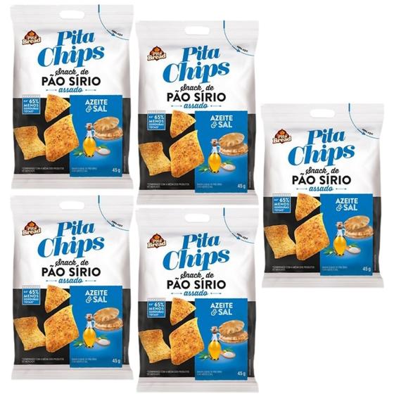 Imagem de Chips Pita Bread Sabor Azeite E Sal 45g - Kit Com 5 Uni.