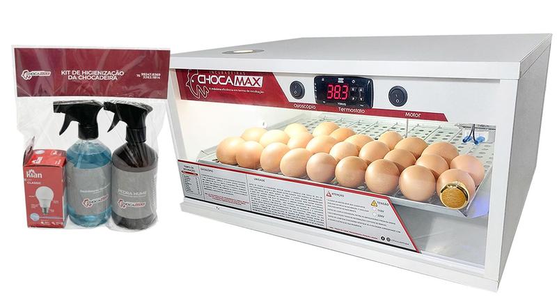 Imagem de Chocadeira 60/70 Ovos + Kit de Higienização 110volts