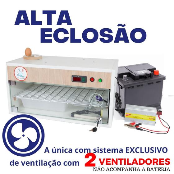 Chocadeira ALTA ECLOSÃO Automatica 2 ventiladores e controle de Umidade Trivolt 60 ovos (GC60TU) Menor preço em Chocadeira ALTA ECLOSÃO Automatica 2 ventiladores e controle de Umidade Trivolt 60 ovos (GC60TU)