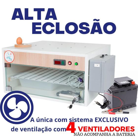 Chocadeira Elétrica ALTA ECLOSÃO 120 ovos Trivolt com 4 ventiladores com carregador e Controle de Temperatura e Umidade Menor preço em Chocadeira Elétrica ALTA ECLOSÃO 120 ovos Trivolt com 4 ventiladores com carregador e Controle de Temperatura e Umidade