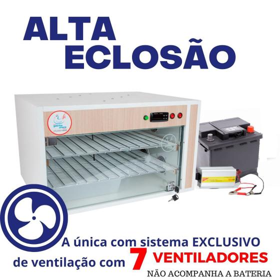 Imagem de Chocadeira Elétrica ALTA ECLOSÃO Automática 220 ovos Trivolt Manual Controlador de Temperatura PID com 7 ventiladores e 2 resistências