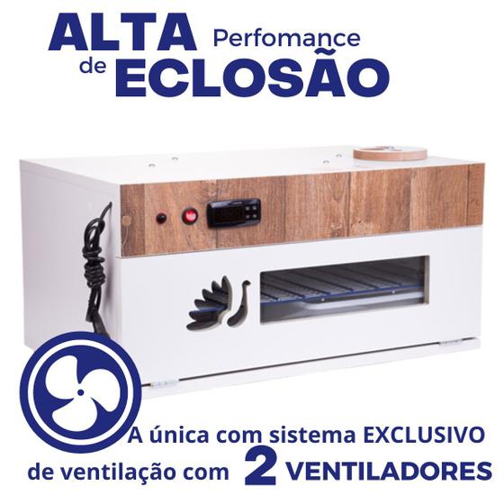 Imagem de Chocadeira Elétrica Automática ALTA PERFORMANCE de ELCOSÃO 70 OVOS PID com "2 ventiladores" Bivolt com  Ovoscópio acoplado