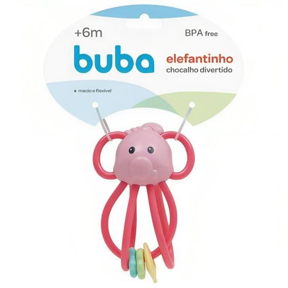 Imagem de Chocalho Brinquedo Infantil Elefantinho Rosa 10646 - Buba