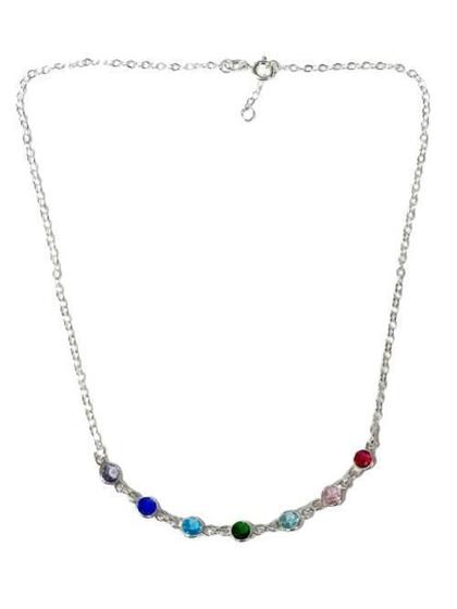 Imagem de Chocker Prata 925 Com Zircônias Coloridas 40Cm