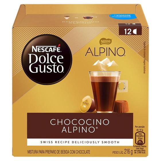 Chococino em Cápsula Alpino Nescafé Dolce Gusto Caixa 216g 12 Unidades Menor preço em Chococino em Cápsula Alpino Nescafé Dolce Gusto Caixa 216g 12 Unidades