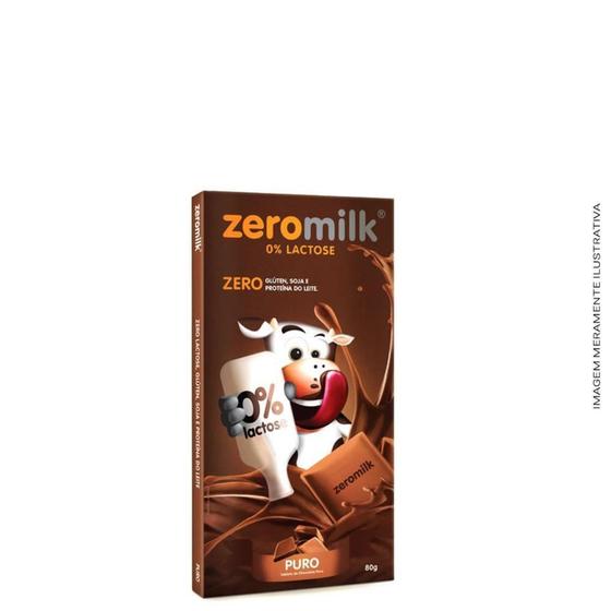 Imagem de Chocolate 40% Cacau Puro Zero Lactose Vegano 80g Zeromilk - Tudo Zero Leite