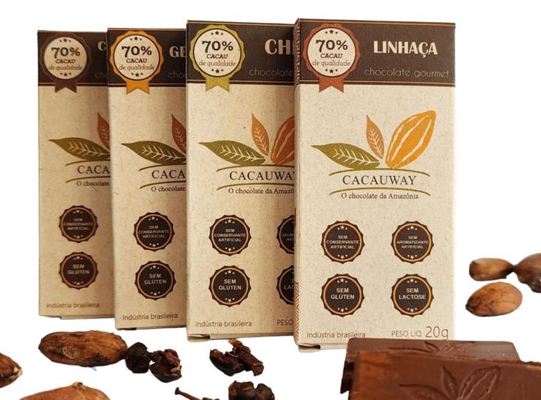 Imagem de Chocolate 70% cacau intenso  Combo com 4 unidades - 80g - Cacauway