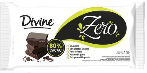 Imagem de Chocolate  80% Cacau Zero Divine 100g -  Sem Glúten, Zero Açúcar e Lactose