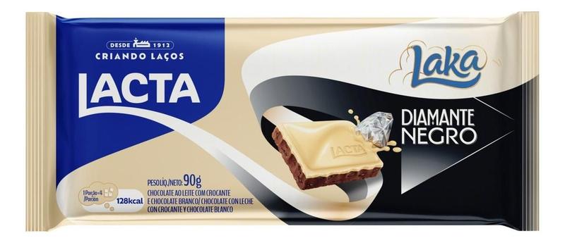 Imagem de Chocolate ao Leite e Branco Laka Diamante Negro Lacta 90g