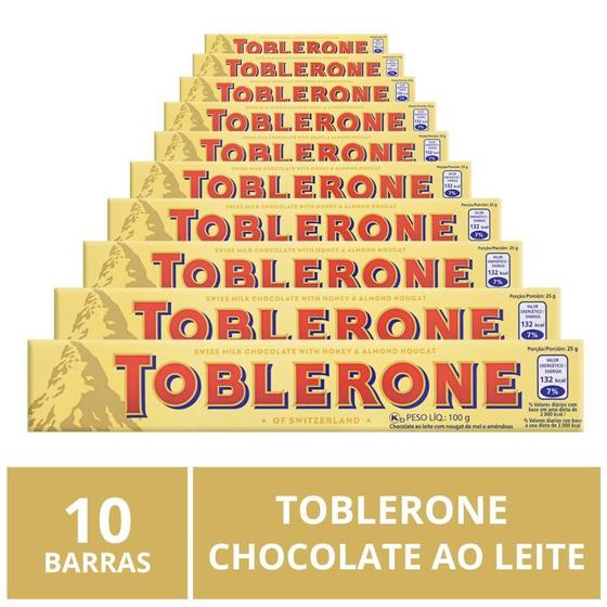 Imagem de Chocolate Ao Leite, Toblerone,10 Barras De 100G