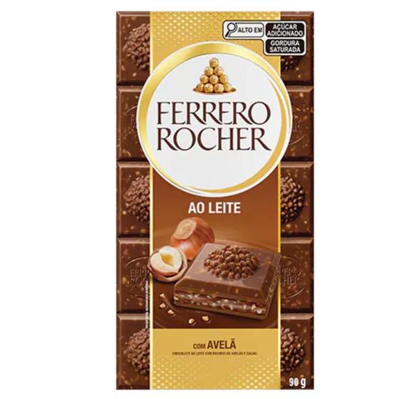 Imagem de Chocolate Barra Ferrero Rocher Chocolate ao Leite com Recheio de Avela 90g