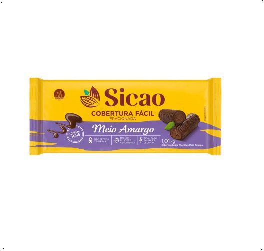 Imagem de Chocolate Barra Fracionado Meio Amargo 1KG Sicao Fácil 