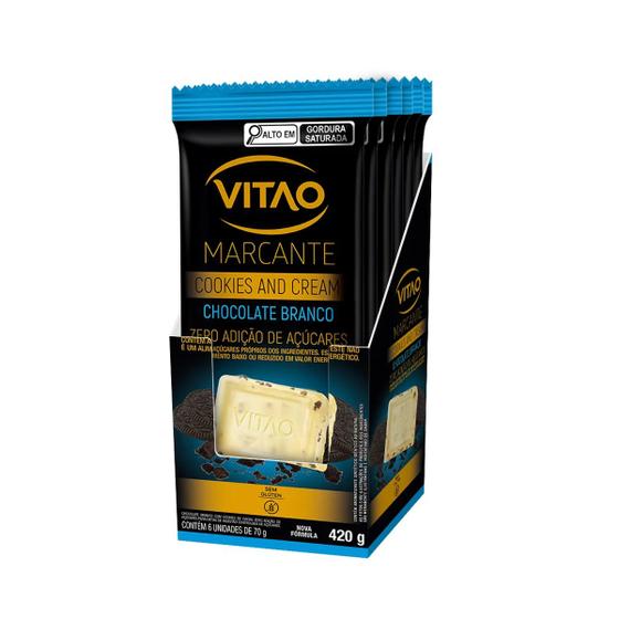 Imagem de Chocolate Branco Cookies Cream Zero 6 Unidades De 70g Cada Vitao