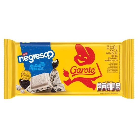 Imagem de Chocolate Branco Garoto Biscoito Tablete 80g - Embalagem com 16 Unidades