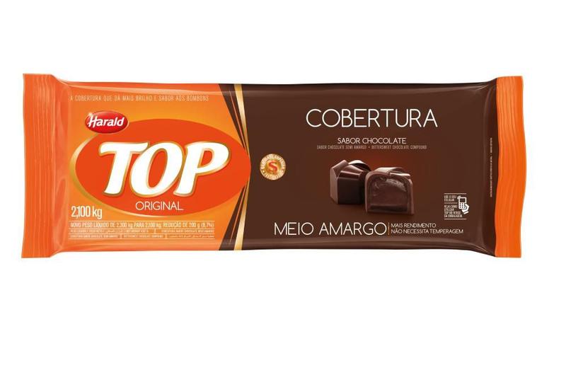 Chocolate Cobertura Top Meio Amargo Barra 2,1Kg - Harald Menor preço em Chocolate Cobertura Top Meio Amargo Barra 2,1Kg - Harald