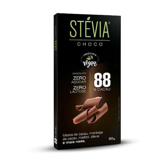 Imagem de Chocolate com stevia 88% cacau stevia choco 80g