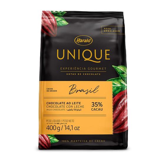 Imagem de Chocolate em Gotas 35% Cacau Ao Leite Brasil - Unique - 400g - 01 Unidade - Harald - Rizzo