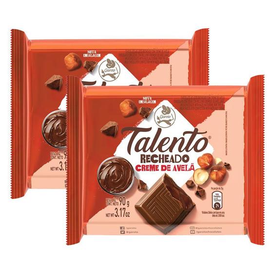 Chocolate Garoto Talento Recheado Creme de Avelã 90g Edição Limitada