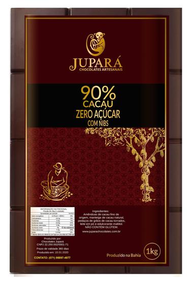 Imagem de Chocolate Jupará 90% Cacau - Zero Açúcar - Com Nibs - 1Kg