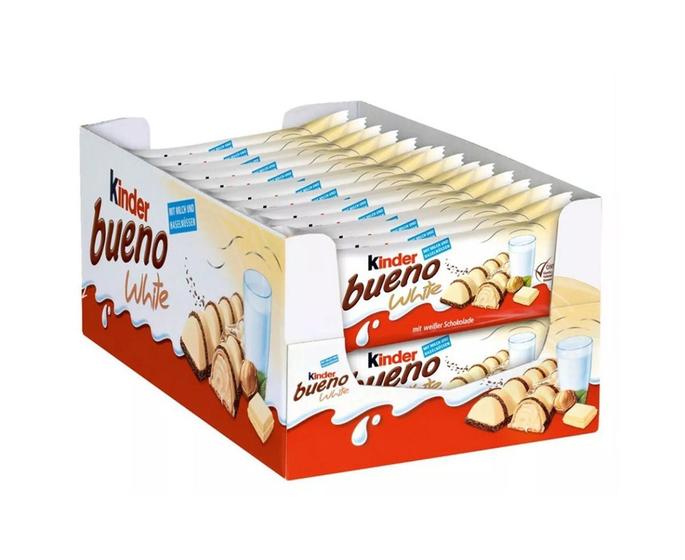 Chocolate Kinder Bueno Branco C/30un 39gr - Ferrero Menor preço em Chocolate Kinder Bueno Branco C/30un 39gr - Ferrero