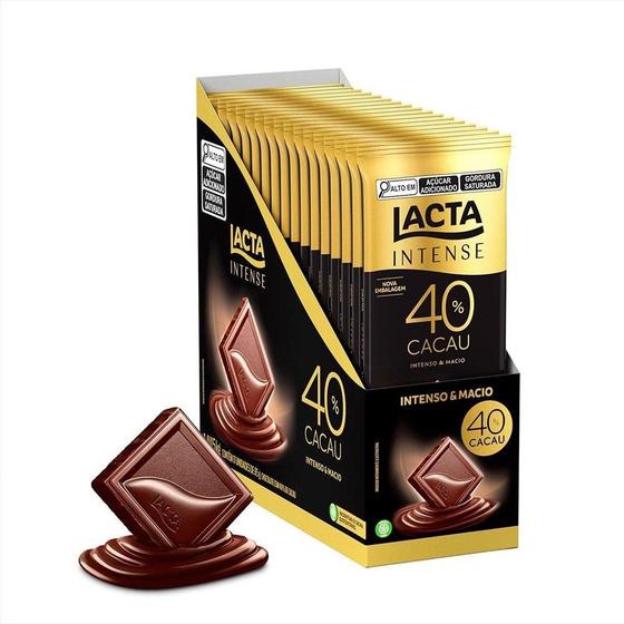 Imagem de Chocolate Lacta Intense meio amargo 40% Cacau Original 85g - Display com 17 Unidades