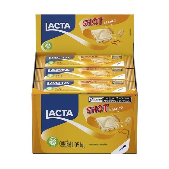 Chocolate Lacta Shot Branco 50,1g - Embalagem com 21 Unidades ...
