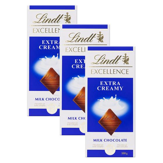 Imagem de Chocolate Lindt Excellence Extra Creamy Milk com 100g  Kit com três unidades