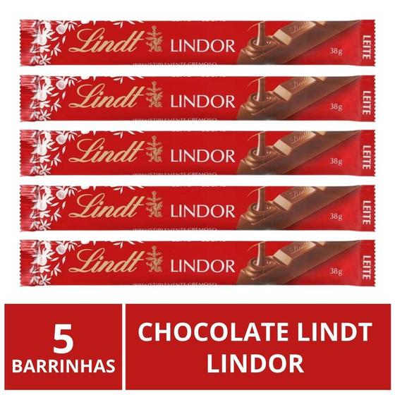 Imagem de Chocolate Lindt Lindor Barra, Ao Leite, 5 Barrinhas de 38g