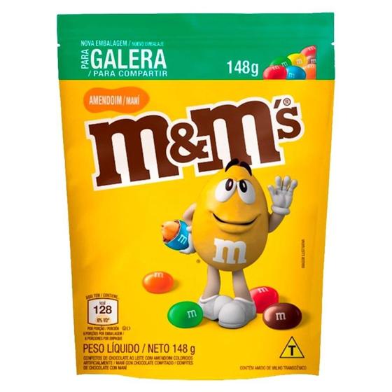 Imagem de Chocolate M&M Amendoim Sachê 148g - Embalagem com 24 Unidades