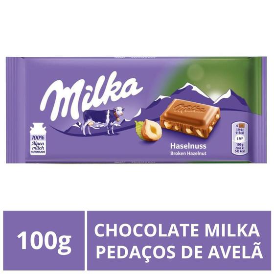 Imagem de Chocolate Milka, Pedaços de Avelã, Barra 100g