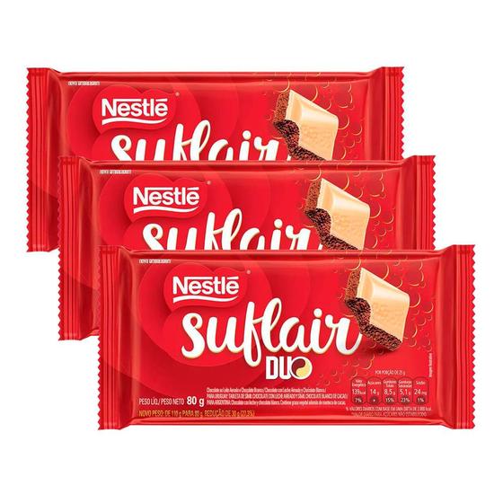 Imagem de Chocolate Nestlé Suflair Duo 80g  Kit com três unidades