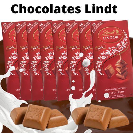 Imagem de Chocolate Nobre Lindt  Lindor  Singles Milk 100g Kit com 6