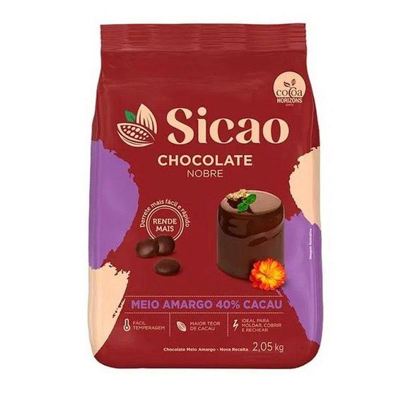 Imagem de Chocolate Nobre Meio Amargo 40% Cacau - Gotas - 2,05 kg  - 1 unidade - Sicao - Rizzo