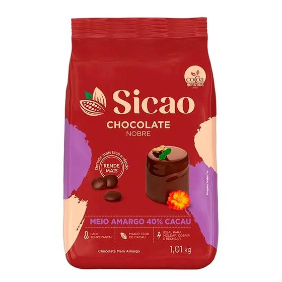 Imagem de Chocolate Nobre Meio Amargo - Gotas - 1,01 kg  - 1 unidade - Sicao - Rizzo