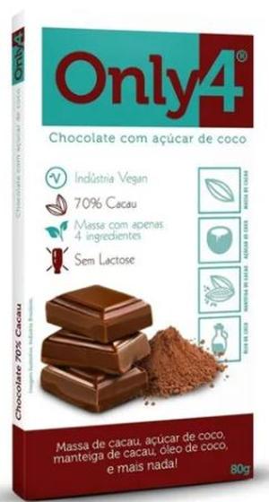 Imagem de Chocolate Only4 Vegano Sabor Puro 70 Cacau 80Gr
