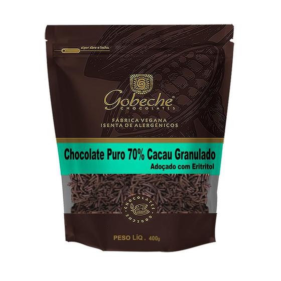 Imagem de Chocolate Puro 70% Cacau Granulado Gobeche - Adoçado com Eritritol - 400g