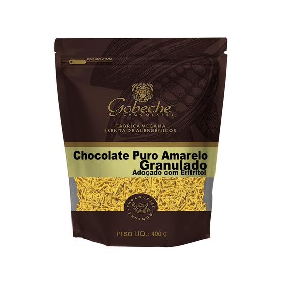 Imagem de   Chocolate Puro Amarelo Cúrcuma + Maracujá Granulado Gobeche - Adoçado com Eritritol - 400g