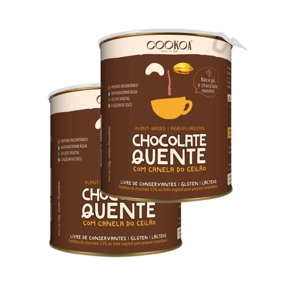 Imagem de Chocolate Quente Vegano Zero Lactose Cookoa 2 latas de 60g