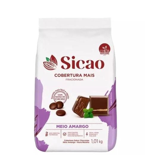 Imagem de Chocolate Sicao Mais Gotas 1,01Kg Meio Amargo Derretimento