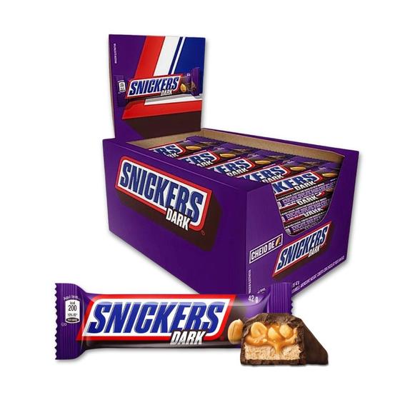 Imagem de Chocolate Snickers Dark Meio Amargo Kit 20 unidades de 42g