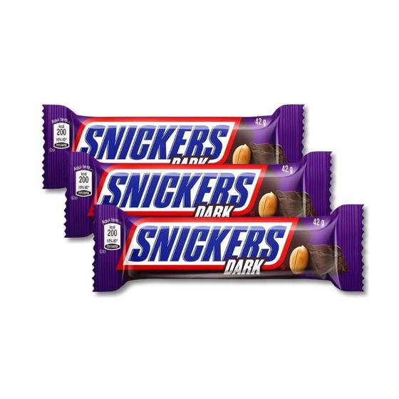 Imagem de Chocolate Snickers Dark Meio Amargo Kit 3 Unidades De 42G