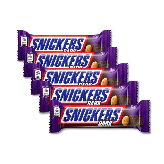 Imagem de Chocolate Snickers Dark Meio Amargo Kit 5 Unidades De 42G