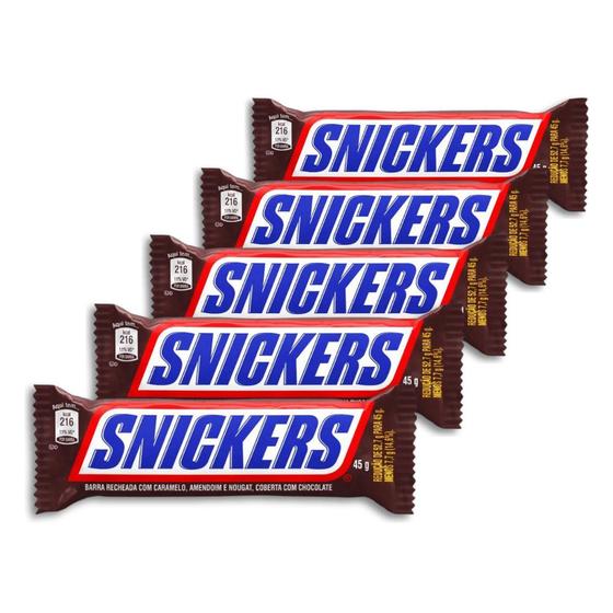 Imagem de Chocolate Snickers Individual Kit 5 unidades de 45g