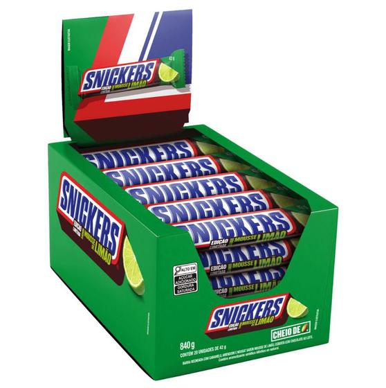 Chocolate Snickers Limão - com 20 unidades - Mars - Chocolate / Barra ...