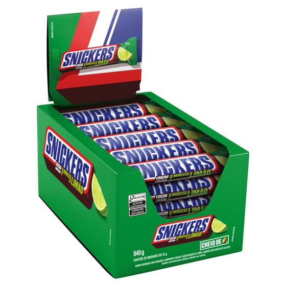 Chocolate Snickers Sabores caixa 840g com 20 unidades de 42g cada