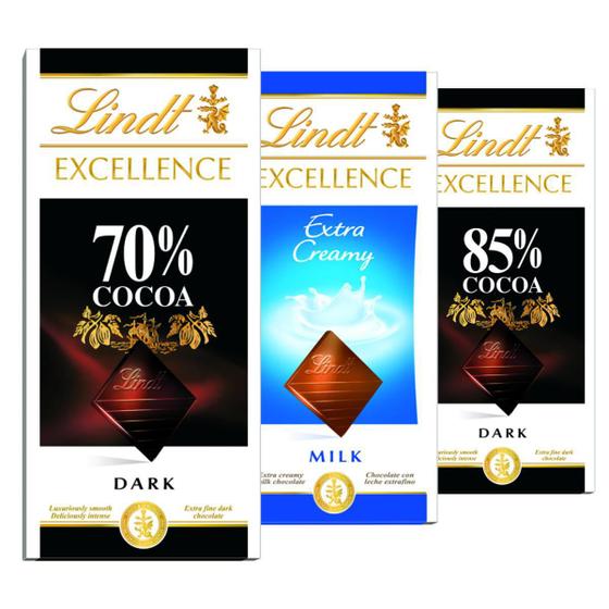 Imagem de Chocolate Suiço Lindt Excellence Cacau Nobre 3 Barras X100G