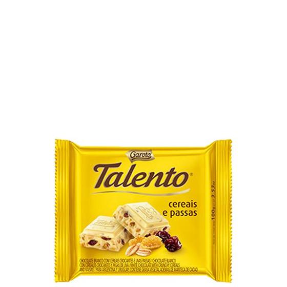 Chocolate Talento Branco com Cereais Crocantes e Uva Passa GAROTO 100g