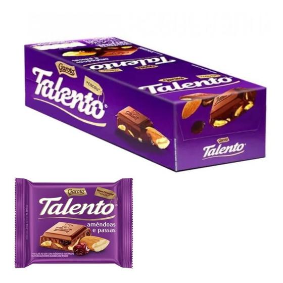 Imagem de Chocolate Talento Sabor Amêndoas E Passas 15x25g Display 375g Garoto