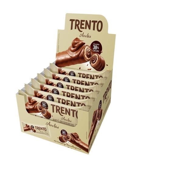 Chocolate Trento Wafer Avelã 32g - Embalagem com 16 Unidades Menor preço em Chocolate Trento Wafer Avelã 32g - Embalagem com 16 Unidades